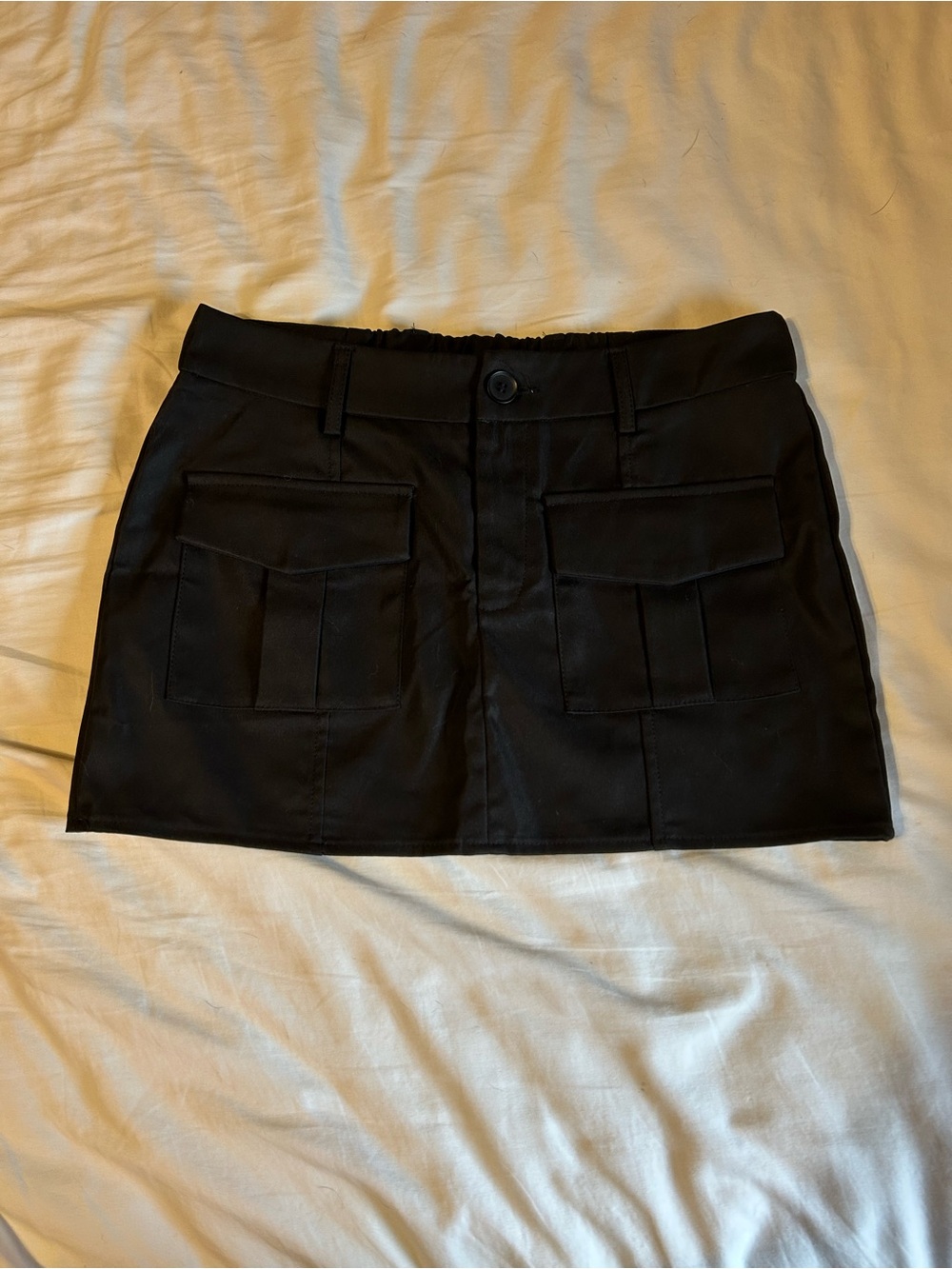 Black Mini Skirt with Front Pockets